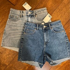 2 Pair NWT H&M High Rise Blue Jeans shorts